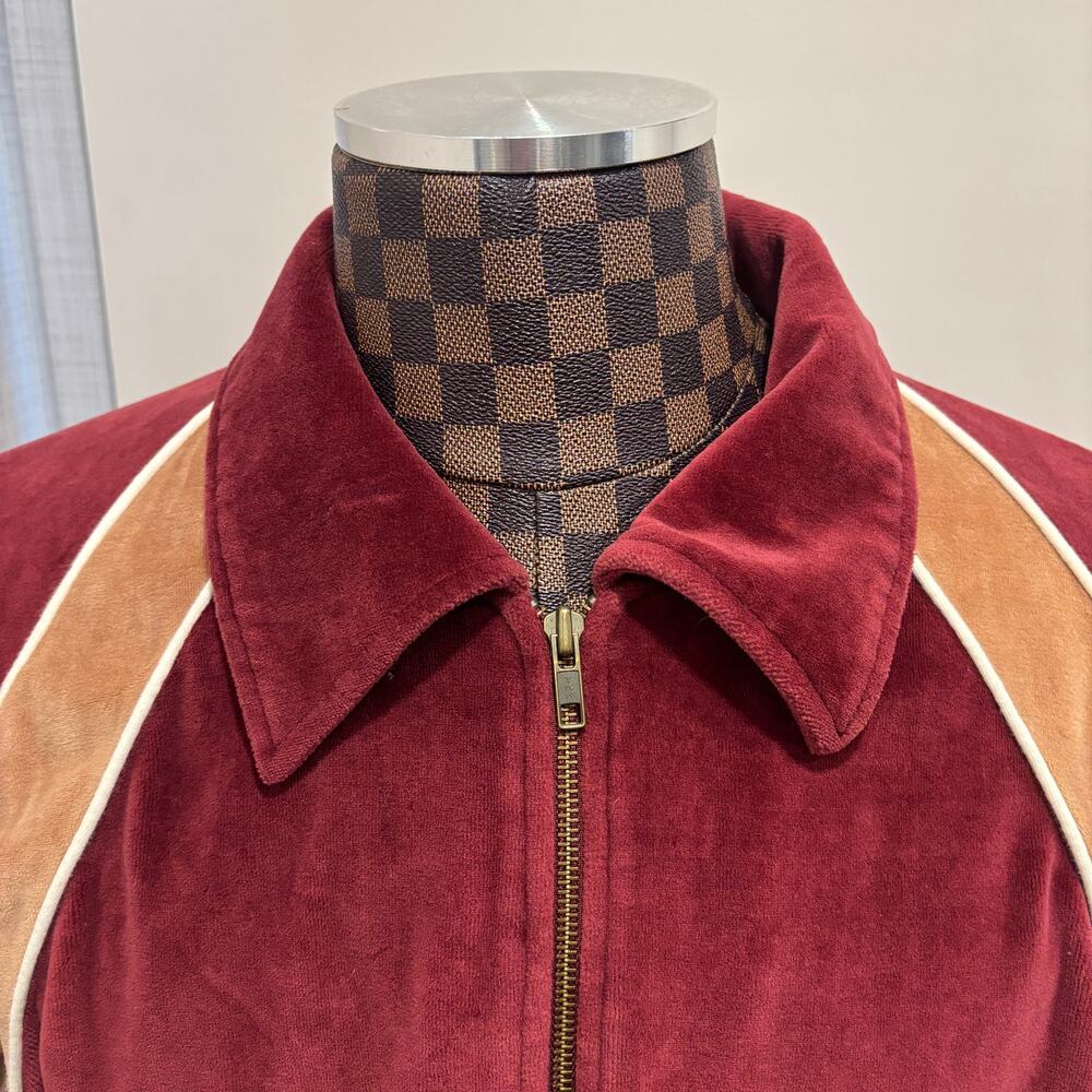 Vtg John Blair Mens Velour Track Suit Size XLG 2-Pc Jacket Pants Red Brown - Picture 6 of 15
